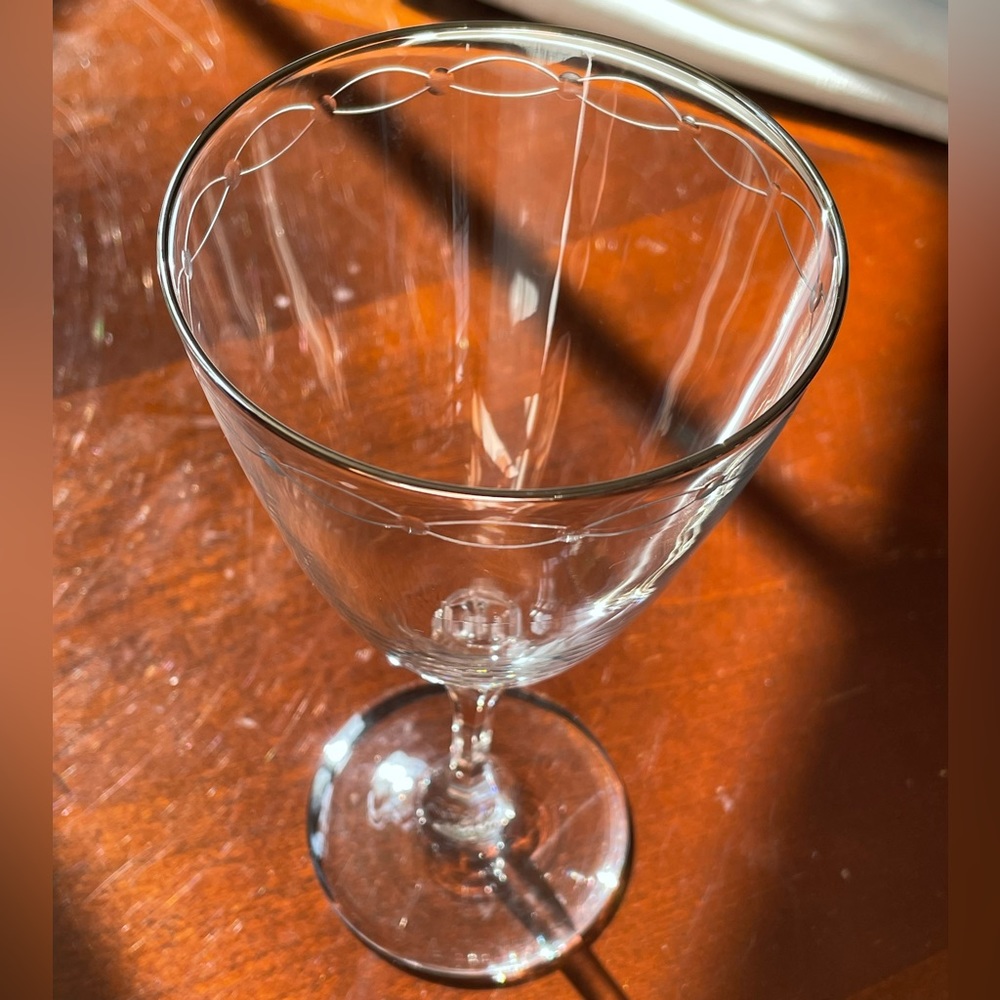 One Lenox Crystal Sentiment Platinum 7” Water Wine Glass